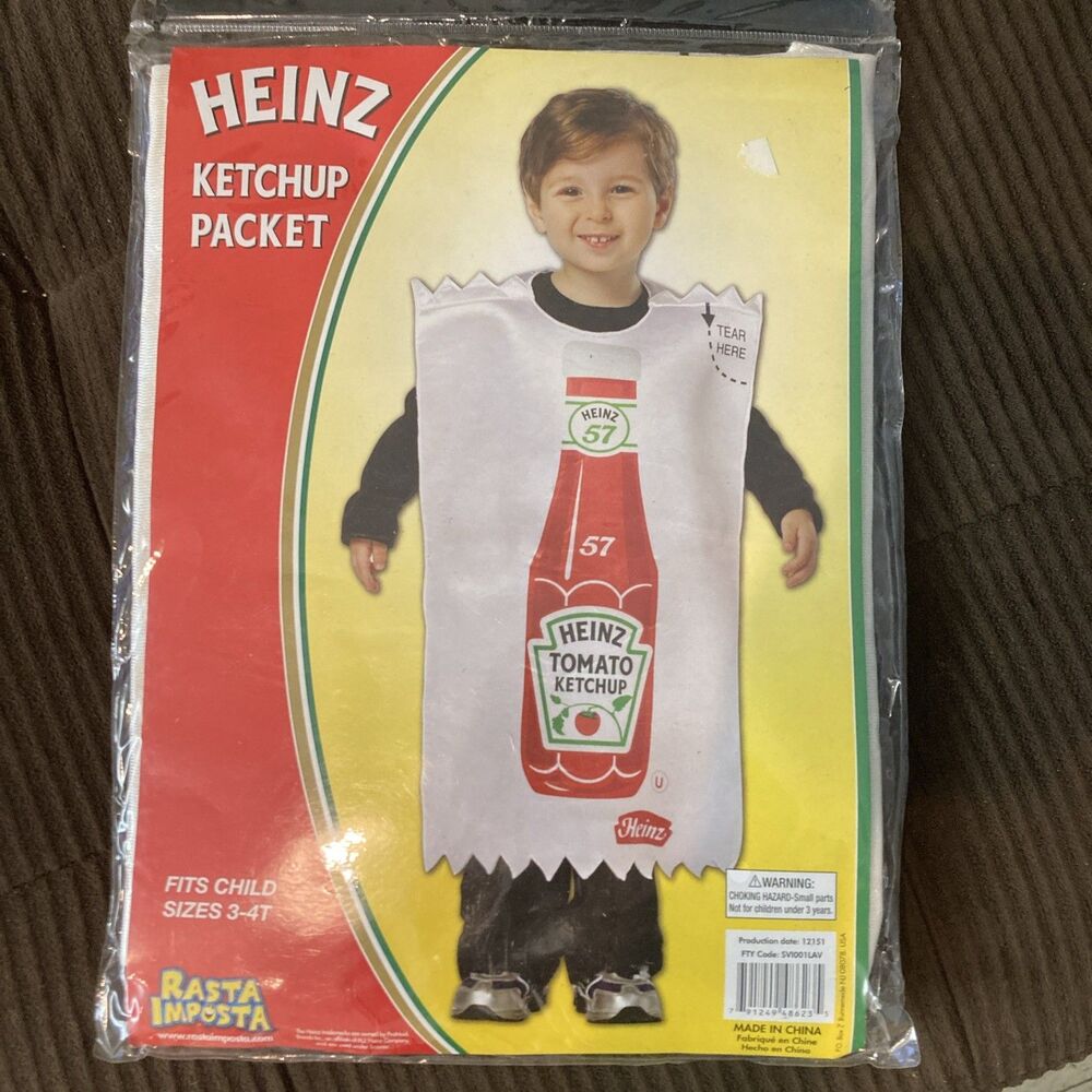 Heinz Ketchup Packet Halloween Costume, Child, Size 3-4 Kids Boys Girls